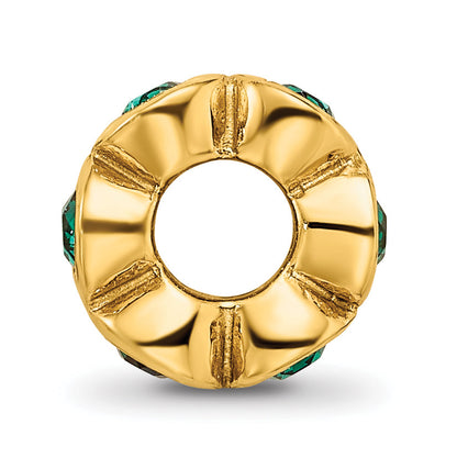 Ss/Gold Plated Sterling Silver Gold-Plated Reflections May Green Preciosa Crystal Bead