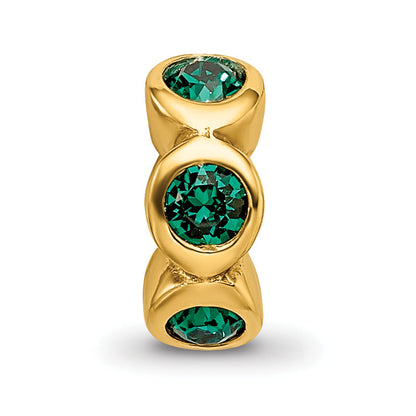 Ss/Gold Plated Sterling Silver Gold-Plated Reflections May Green Preciosa Crystal Bead