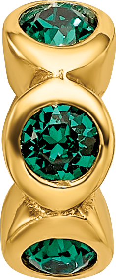 Ss/Gold Plated Sterling Silver Gold-Plated Reflections May Green Preciosa Crystal Bead