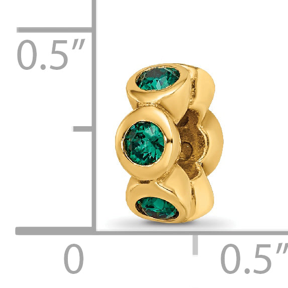 Ss/Gold Plated Sterling Silver Gold-Plated Reflections May Green Preciosa Crystal Bead