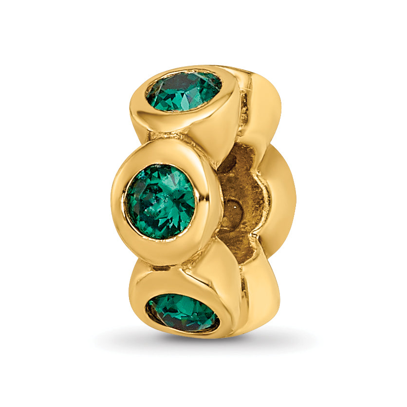 Ss/Gold Plated Sterling Silver Gold-Plated Reflections May Green Preciosa Crystal Bead