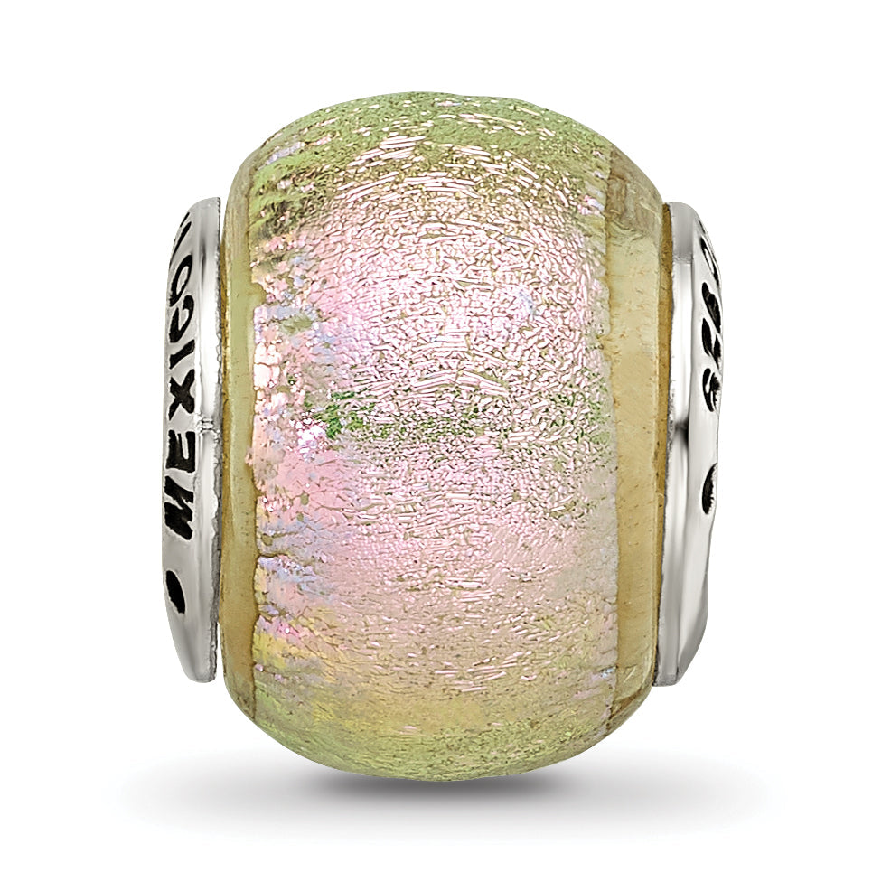 Sterling Silver Reflections Pink Dichroic Glass Bead