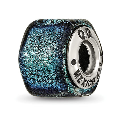 Sterling Silver Reflections Blue Dichroic Glass Bead