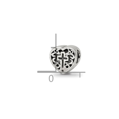 Sterling Silver Reflections Kids Heart W/Cross And Scroll Bead