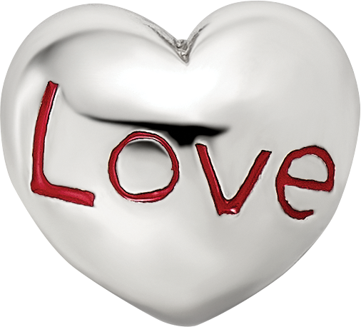 Sterling Silver Reflections Enameled Love Heart Bead