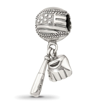 Sterling Silver Reflections Baseball Glove & Bat Dangle Bead