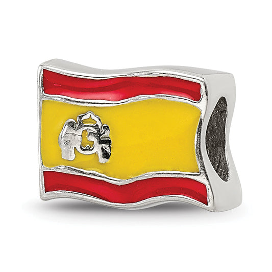 Sterling Silver Reflections Enameled Spanish Flag Bead