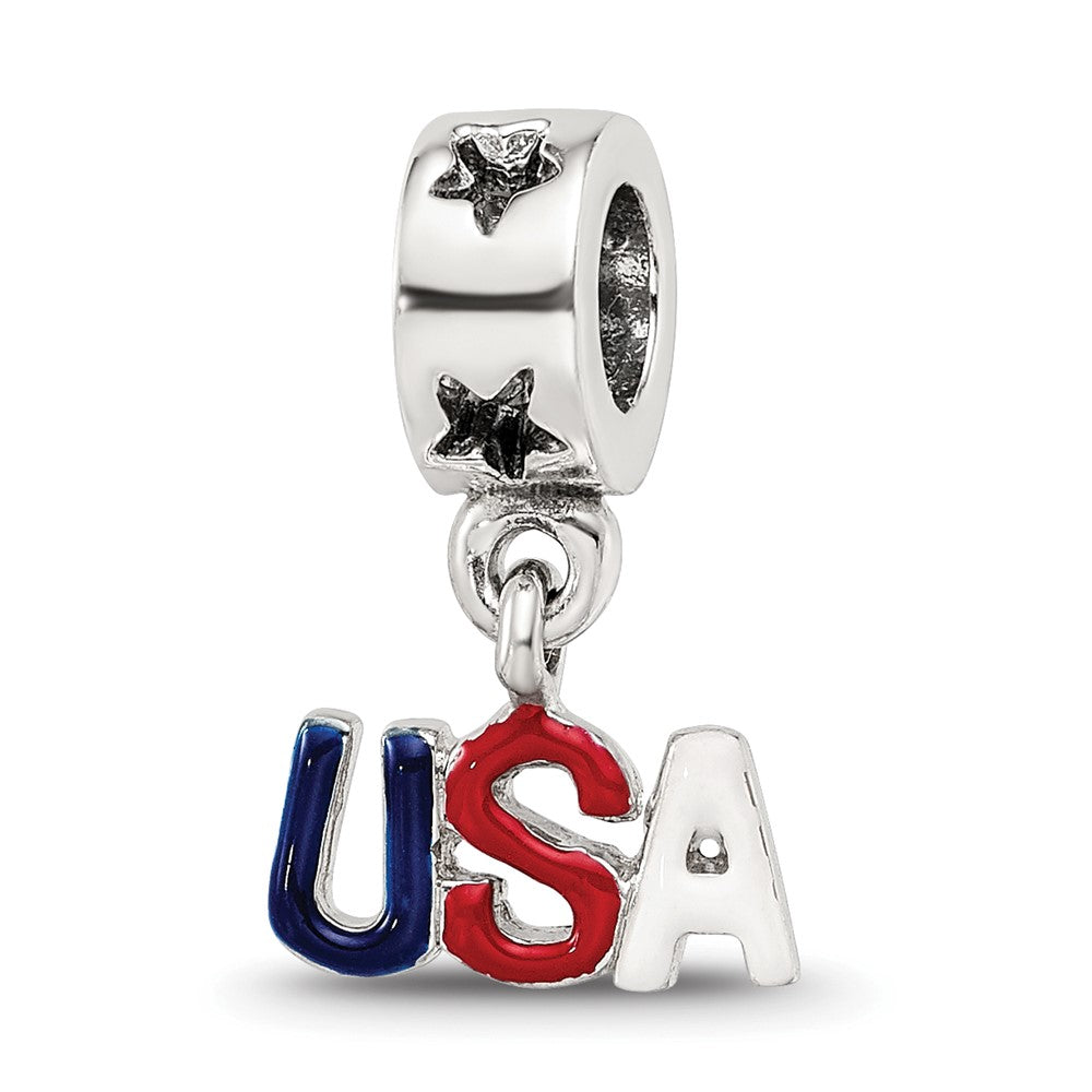 Sterling Silver Reflections Enameled Usa Dangle Bead