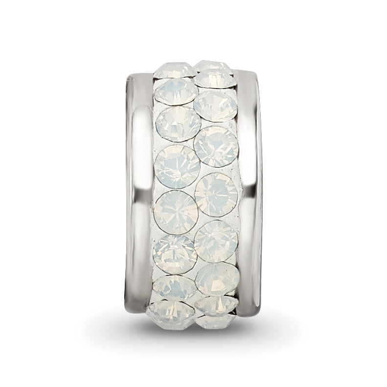 Sterling Silver Reflections Cream Double Row Preciosa Crystal Bead