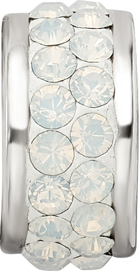 Sterling Silver Reflections Cream Double Row Preciosa Crystal Bead