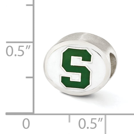 Sterling Silver Enameled Michigan State University Collegiate Bead
