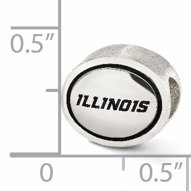 Sterling Silver Antiqued University Of Illinois Collegiate Bead