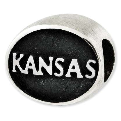Sterling Silver Antiqued University Of Kansas Collegiate Bead