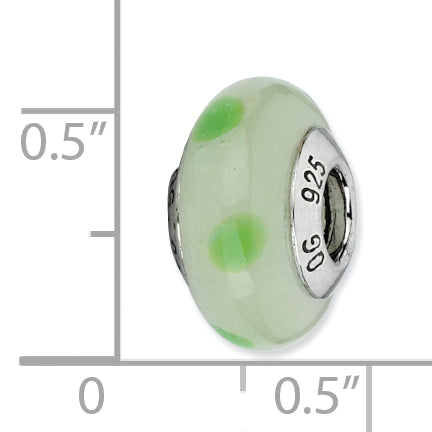 Sterling Silver Reflections Lt Green W/Green Dots Italian Murano Bead