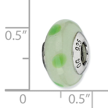 Sterling Silver Reflections Lt Green W/Green Dots Italian Murano Bead