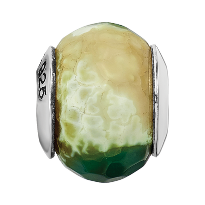 Sterling Silver Reflections Green Cracked Agate W/Shell Stone Bead