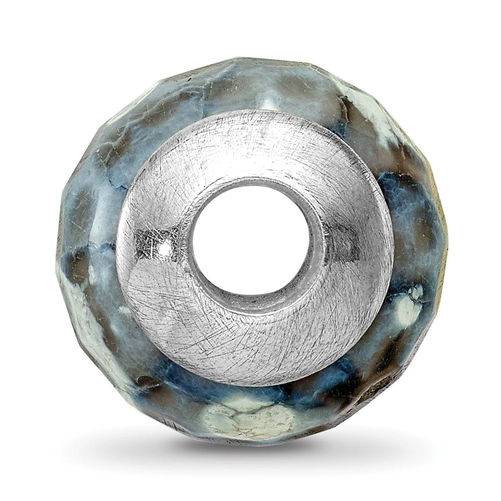 Sterling Silver Reflections Grey Cracked Agate With Shell Stone Bead