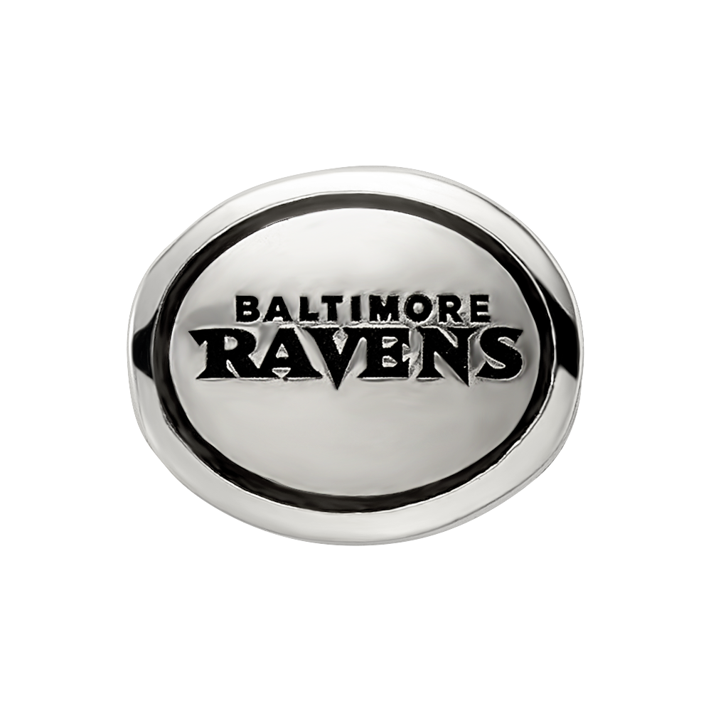 Sterling Silver Antiqued Baltimore Ravens Nfl Bead