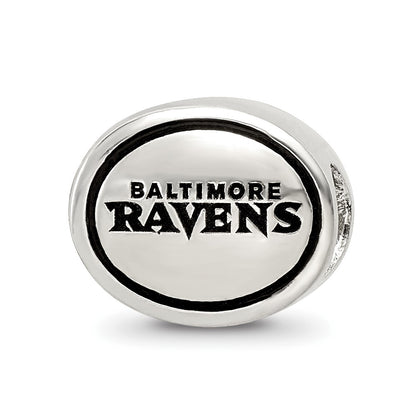 Sterling Silver Antiqued Baltimore Ravens Nfl Bead