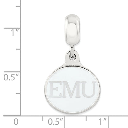 Sterling Silver Eastern Michigan Collegiate Enameled Dangle Bead