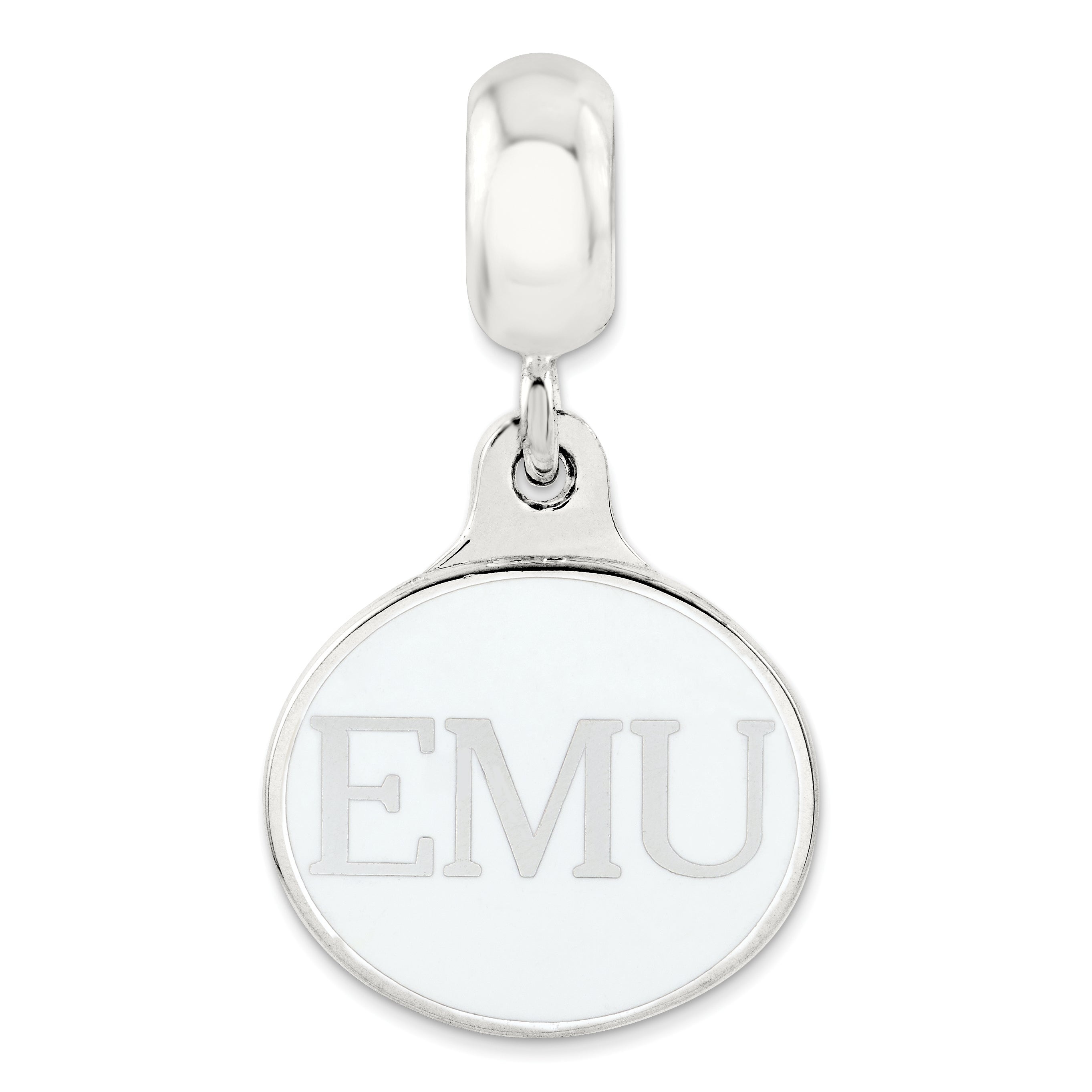 Sterling Silver Eastern Michigan Collegiate Enameled Dangle Bead