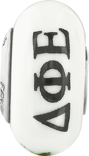 Sterling Silver Ster.Silver Reflections Hand Painted Delta Phi Epsilon Fenton Glass Bead