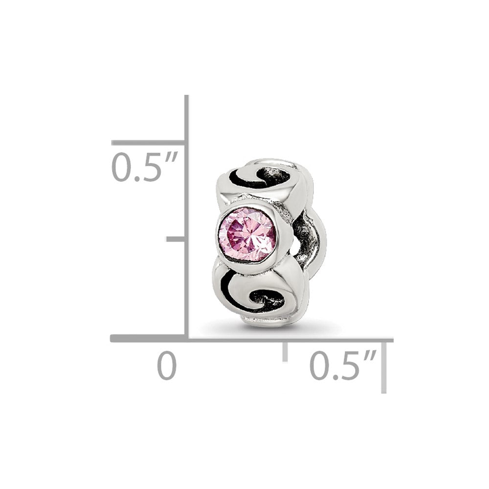 Sterling Silver Reflections Pink Cz Bead