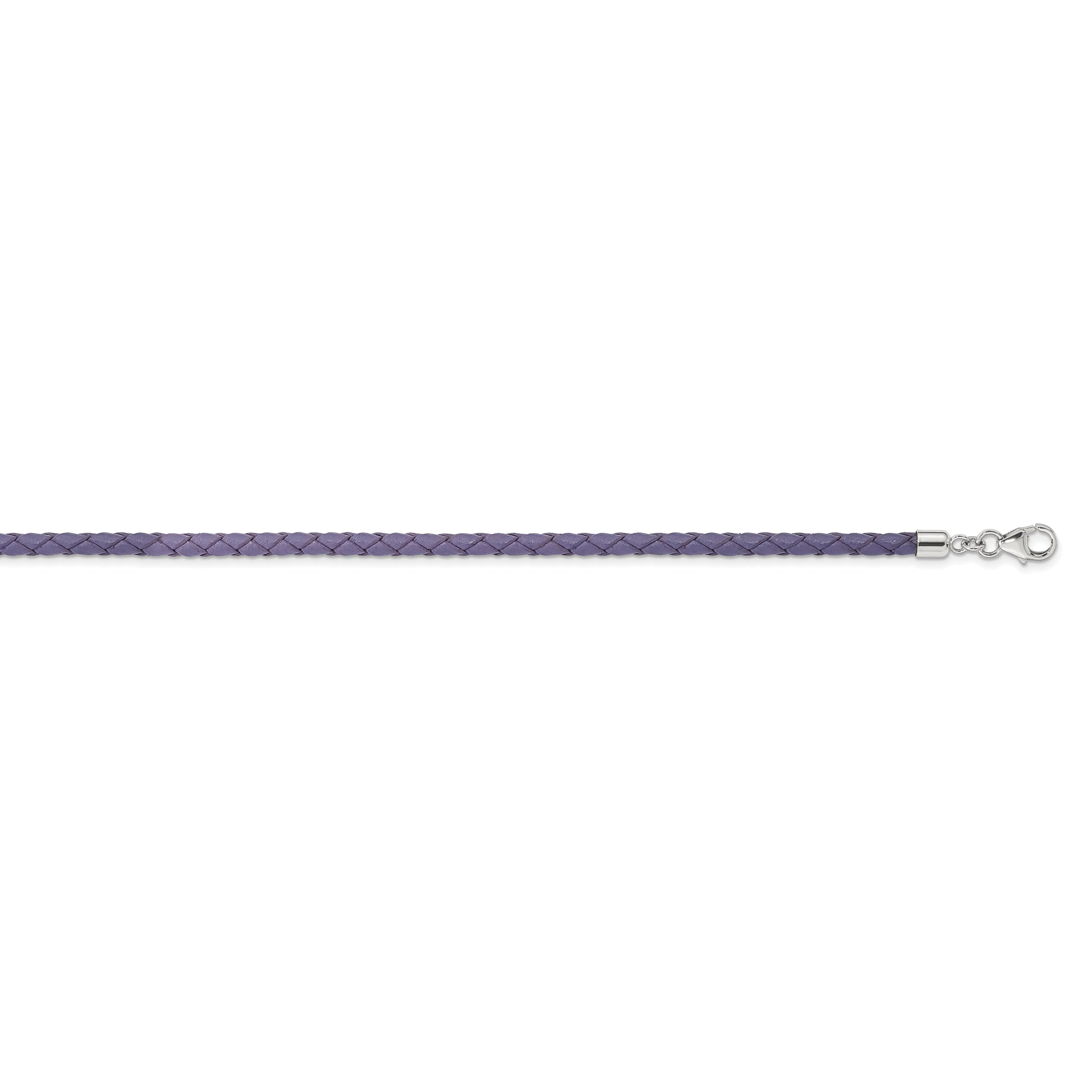 14 Inch Ss Reflections Purple Leather Rh-Plated 14In W/2In Ext Choker/Wrap Bracelet