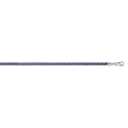 14 Inch Ss Reflections Purple Leather Rh-Plated 14In W/2In Ext Choker/Wrap Bracelet