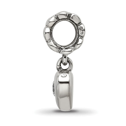Sterling Silver Reflections Cz Heart Dangle Bead