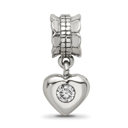 Sterling Silver Reflections Cz Heart Dangle Bead