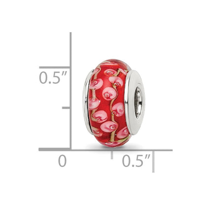 Sterling Silver Reflections Pink/Red Hand-Blown Glass Bead