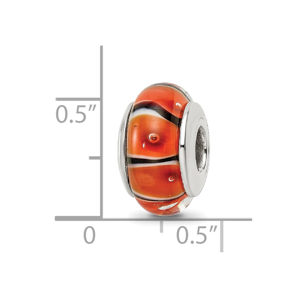 Sterling Silver Reflections Orange Hand-Blown Glass Bead