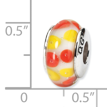 Sterling Silver Reflections Red/White Hand-Blown Glass Bead