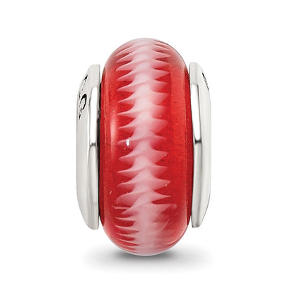 Sterling Silver Reflections Red Hand-Blown Glass Bead