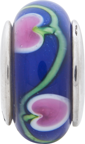 Sterling Silver Reflections Blue/Pink Hand-Blown Glass Bead