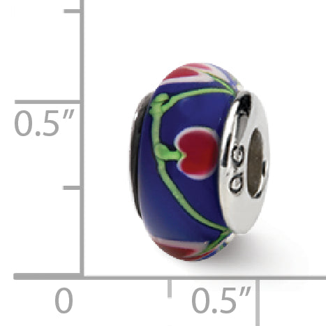 Sterling Silver Reflections Blue/Pink Hand-Blown Glass Bead
