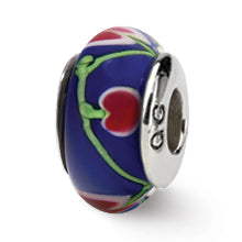 Sterling Silver Reflections Blue/Pink Hand-Blown Glass Bead
