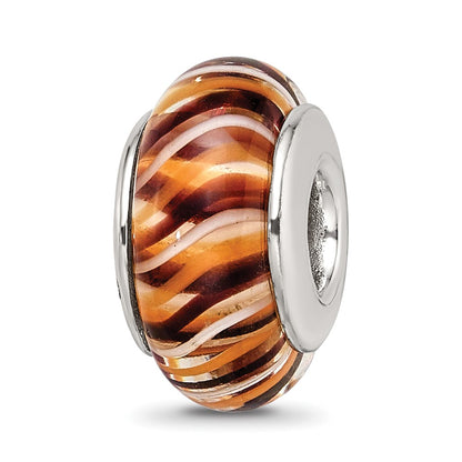 Sterling Silver Reflections Brown Hand-Blown Glass Bead