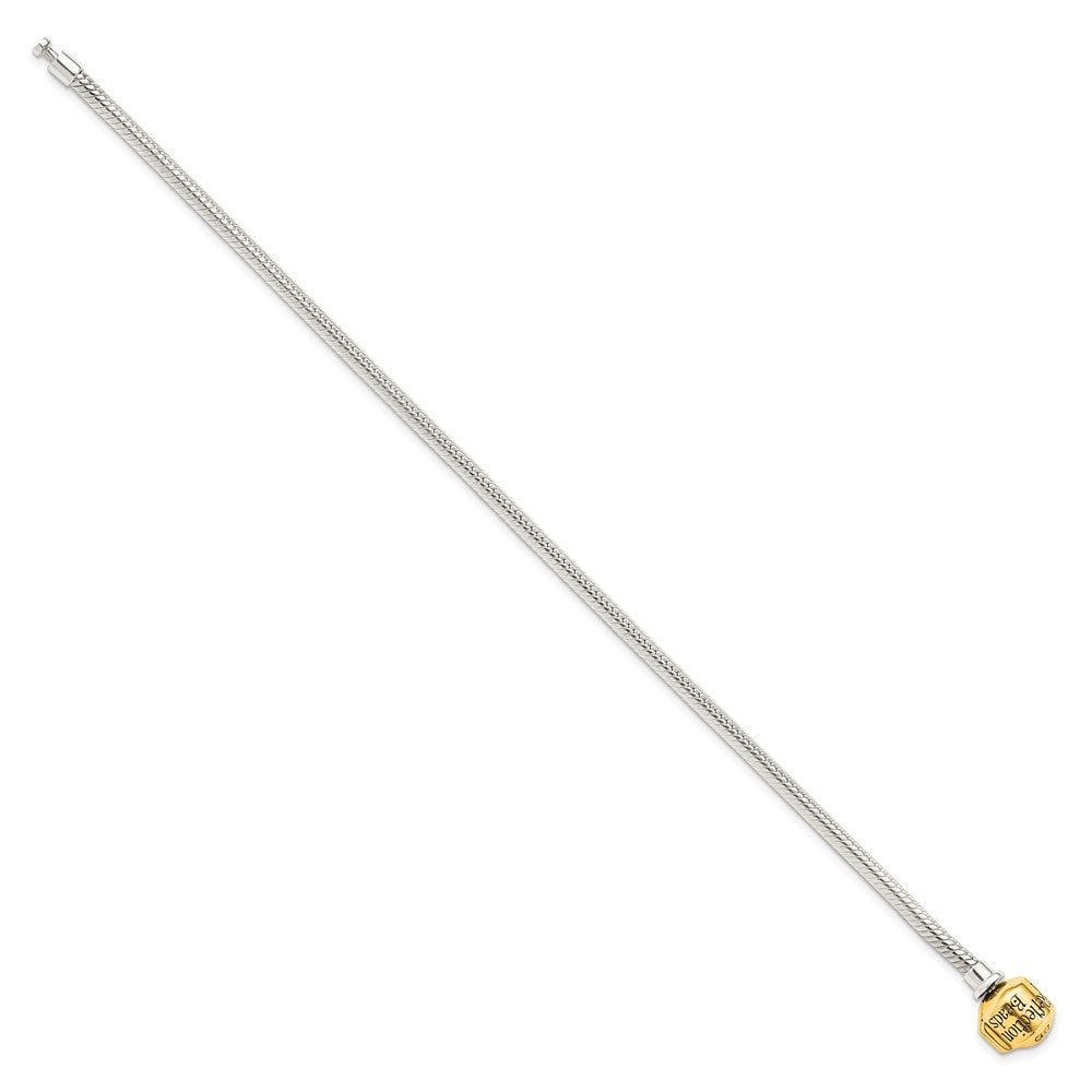 7 Inch Ss & 14K Reflections Clasp Bead Bracelet