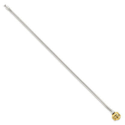 7.5 Inch Ss & 14K Reflections Clasp Bead Bracelet