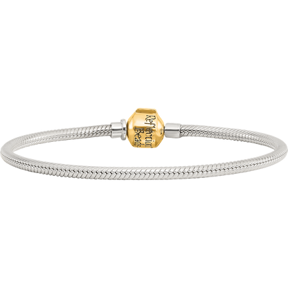 7 Inch Ss & 14K Reflections Clasp Bead Bracelet