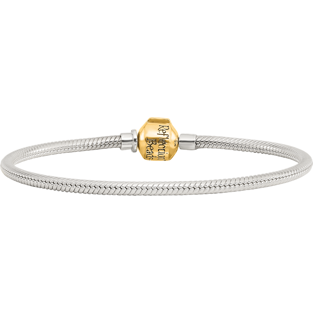 7.75 Inch Ss & 14K Reflections Clasp Bead Bracelet