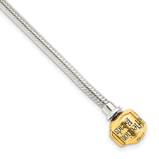 7 Inch Ss & 14K Reflections Clasp Bead Bracelet