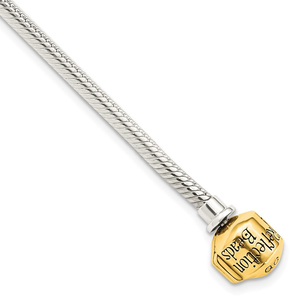 7.5 Inch Ss & 14K Reflections Clasp Bead Bracelet