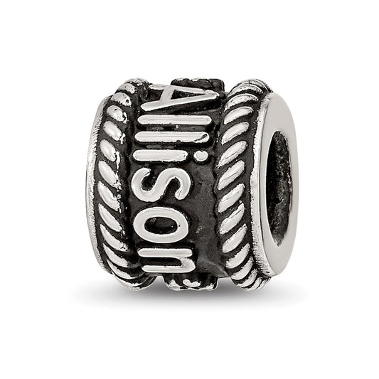 Sterling Silver Reflection Rope Boarder And Flowers Personalized Bead