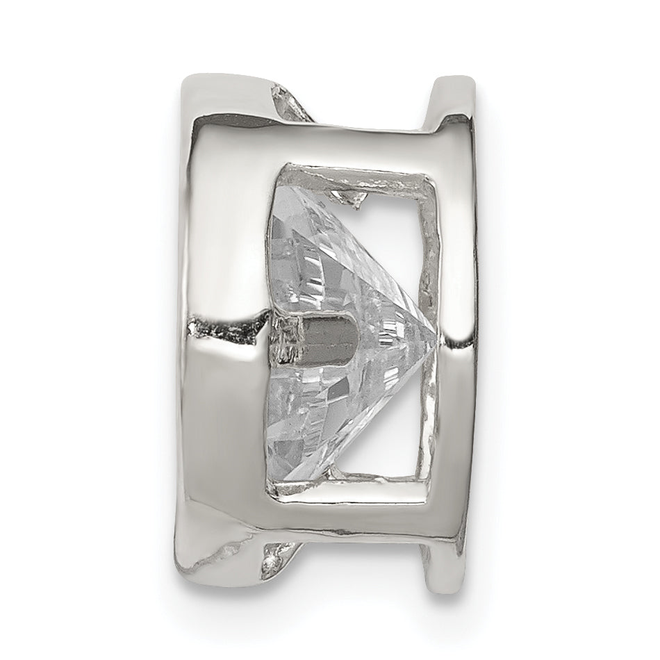 Sterling Silver Round Cz Chain Slide