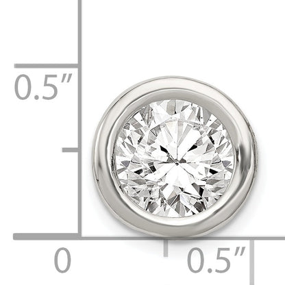 Sterling Silver Round Cz Chain Slide