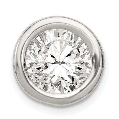 Sterling Silver Round Cz Chain Slide