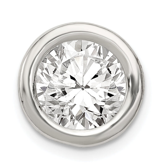 Sterling Silver Round Cz Chain Slide